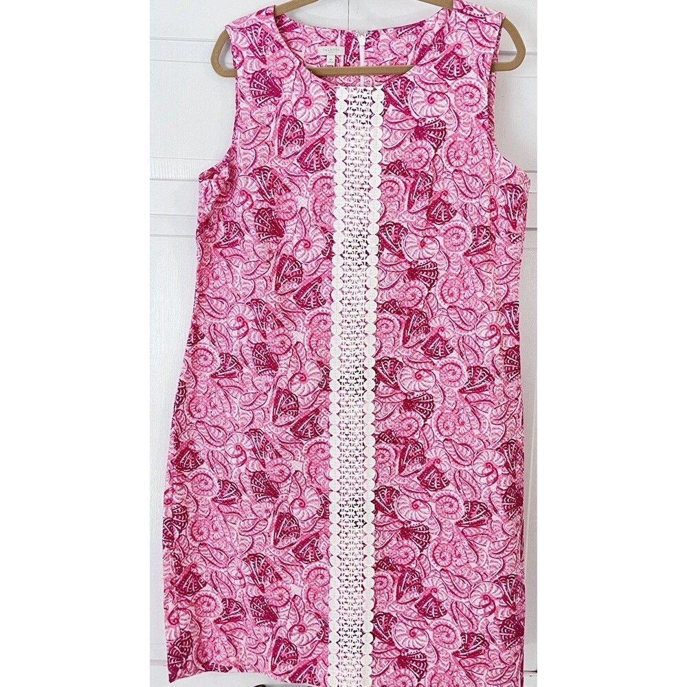 Talbots Pink Seashell Cotton Dress NEW Size 16